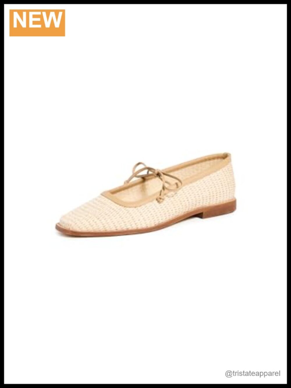 Lexie Basketweave Ballerina Flats Raffia Tie Strap Cushioned Sole